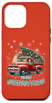 Coque pour iPhone 12 Pro Max Red Truck Vintage Wagon Sapin de Noël Pyjama Famille Noël