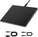 Touchpad Pour Mac Et Windows, Pavé Tactile Haute Précision Avec Surface En Verre Et Base En Métal, Pavé Tactile En Mode Double Câblé Pour Macbook/Pc/Ordinateur Portable (Noir)