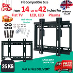 TV WALL BRACKET MOUNT SLIM FOR 14 19 26 30 32 40 42 INCH FLAT 3D LCD LED PLASMA