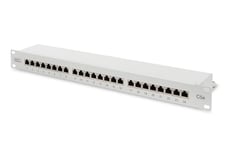 DIGITUS Cat 5e Panneau de Brassage de Classe D blindé 24 Ports RJ45 8P8C LSA 1 UH Montage en Rack Couleur Gris RAL 7035 DN-91524S