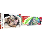 Bundle Trefl - Puzzle Chat Joyeux, 1000 Pièces + Trefl Velcro Solide Tapis de Puzzle, 500-1500