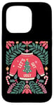 Coque pour iPhone 15 Pro Pull de Noël bohème festif en forme de canne à sucre d'orge floral