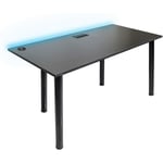 Syberdesk - Bureau Gaming pour les Gamers Noir - Gaming Desk 132 x 65 cm Ordinateur Bureau de Jeu avec led et port usb pour Les Joueurs - Bureau a