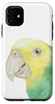 Coque pour iPhone 11 portrait aquarelle perroquet amazon tête jaune