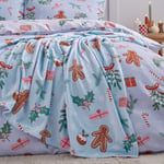 Catherine Lansfield Gingerbread Fleece Throw 130cm x 170cm Blue