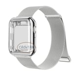 Milanese Case+ Rem för Apple Watch Band Ultra 49MM 41mm 40mm 44mm 38mm 42mm TPU-skärm Iwatch Series 9 8 7 6 SE 5 4 Correa 45mm Silver 40mm-Series 6 5 4 SE