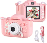 Appareil Photo Numérique Pour Enfants 1080P 2,0 Pouces Appareil Photo Photo Pour Enfants Avec Sangle, Cadeaux Idéaux Pour Enfants Filles De 3 À 10 Ans, Rose Licorne