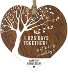 Stuff4 Plaque en Bois en Forme de cœur pour 5e Anniversaire de Mariage, Cadeau pour Femme, Mari, Petit ami, Petite Amie, Maman ou Papa, avec Citations