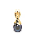 Blue Pearls Womens Black Freshwater Pearl, Diamonds Pendant and Yellow Gold 750/1000 - Multicolour - One Size