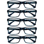 The Reading Glasses Company Blue Tortoiseshell Value 5 Pack Mens Womens Designer Style Readers RRRRR92-3 +1.00