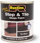 RUSTINS Quick Dry Step & Tile Paint Black 500ml 83.33 ml (Pack of 6), 