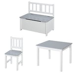 HOMCOM Kids Table And Chairs Set 312-001GY Pine wood, MDF 50 (W) x 60 (D) x 48 (H) mm Grey