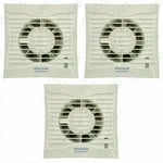 3 x Vent Axia 441625A Silhouette 100T Lo-Carbon Axial Extractor Fans with Timer