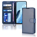 TECHGEAR Leather Wallet Case for Oppo Reno 8 Lite 5G, Flip Protective Case Cover with Wallet Card Holder, Stand & Wrist Strap - Blue PU Leather with Magnetic Closure for Oppo Reno8 Lite 5G