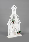 SHATCHI 51cm Battery Powered Warm White LEDs Wooden Tower House Snow Covered Cottage Village Indoor Christmas Decorations, Wood