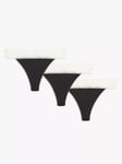 John Lewis ANYDAY Lace Trim Thongs, Pack of 3