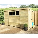 10 x 8 Pressure Treated Pent Garden Shed with Side Door