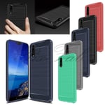 For Huawei P20 Pro Lite Black Carbon Fibre Tpu Gel Phone Case + Screen Glass