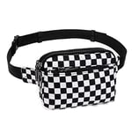 UTO Sac Banane Femme Homme Fanny Pack Ceinture Imperméable Synthétique Mode Léger Sac de Taille avec 3 Poches zippées PU Bracelet Noir Argent