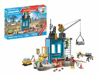 Playmobil 71650 Action Heroes: Construction Site Promo Pack, with three figures, movable crane, and many additional extras, detailed play sets suitable for children ages 4+