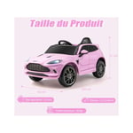 Aston martin dbx voiture electrique 12v enfants avec télécommande 2,4g véhicule moderne avec lumières led et musique pour 3-8 ans rose