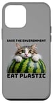 iPhone 12 mini Save The Environment Eat Plastic Funny Microplastics Cat Case