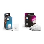 Philips Hue Twin Pack White and Colour Ambiance Smart Bulb Led [E27 Edison Screw] Hue Smart Button with Wireless Control