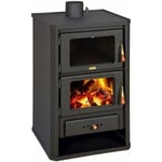 Poêle à bois avec four. Puissance de chauffage de 14 kW. Poêle à combustible solide pour la cuisson. Modèle Prity fg