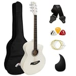 TIGER ACG3-WH Full Size Acoustic Guitar Package - Beginners Guitar Pack with Gig Bag, Strap and Spare Strings - White - Now with 6 Months Free Lessons Included