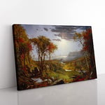 Big Box Art Autumn On The Hudson River by Jasper Francis Cropsey Canvas Wall Art Print Ready to Hang Picture, 76 x 50 cm (30 x 20 Inch), Brown, Cream, Grey