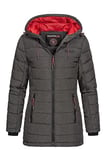 Geographical Norway Astana Lady Distribrands - Parka Chaude Femme - Manteau Epais Capuche Fausse Fourrure - Blouson Coupe Vent Hiver - Doudoune Long Doublure (Anthracite M - Taille 2)