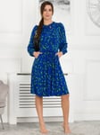 Jolie Moi Allyn Flared Dress, Royal Blue/Green