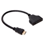 HDMI Male vers Double HDMI Femelle Adaptateur Cable Cordon Connexion 30cm (Noir)