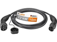 Type 2 Ladekabel Op Til 22 Kw 10 M Sort 32A 3-Faset Til Opladning Af Hybrid- Og El-Bil Med Type 2-Stik