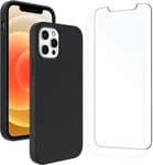 Coque Silicone Noire Pour iPhone 12 / iPhone 12 Pro  + Verre Trempe Little Bouti