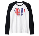 Thai British Flags Heart | United Kingdom Thailand Roots Raglan Baseball Tee