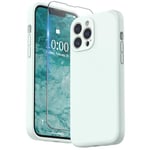 SURPHY Coque Silicone Liquide Compatible avec iPhone 13 Pro Max 6,7 Pouces, Protection Individuelle pour Chaque Objectif Épaissie Silicone Premium Etui pour iPhone 13 Pro Max 6,7 Pouces, Menthe Douce