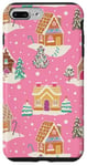 iPhone 7 Plus/8 Plus Preppy Pink Christmas Gingerbread House and Xmas Tree Winter Case