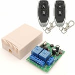 433Mhz RF Commutateur à distance sans fil, 2 canaux AC 110V / 220V / 230V / 240V Relais Récepteur avec 2 télécommandes pour Porte de Garage/volet Roulant/lumières/pompes