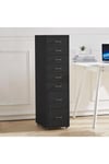 8 Drawers Vertical File Cabinet with Wheels Living Room Storage Cabinet Bedroom Black Bedside Table