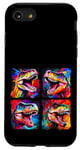 Coque pour iPhone SE (2020) / 7 / 8 Dinosaure T Rex Pop Art Dessin Coloré Peinture