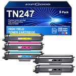 VIPGOOD TN247 TN-243CMYK Cartouches de Toner Compatible pour Brother TN247 TN243 pour DCP-L3550CDW MFC-L3750CDW MFC-L3770CDW MFC-L3730CDN HL-L3270CDW HL-L3230CDW (Noir Cyan Jaune Magenta, Pack de 5)