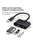 Usb-C-tyypin kortinlukijaadapteri, Sd/Tf-kortti ja USB-liitin, yhteensopiva Macbookin, puhelimien ja Samsung//iphone-laitteiden kanssa - Black-Micro