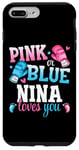 iPhone 7 Plus/8 Plus Pink Or Blue Nina Loves You Boxing Gender Reveal Party Case