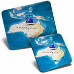 Mouse Mat & Coaster Set - Australia World Map Flag  #44172