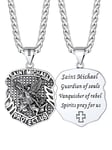 FaithHeart 925 Sterling Silver Saint Michael Necklace for Men, Retro Style Archangel St Michael Irregular Pendant Sturdy Chain, Policemen Firemen's Necklaces Jewelry