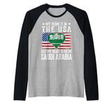 My Home Is In The USA But My Heart Is From Saudi Arabia Raglan Baseball Tee