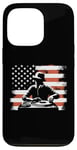 Coque pour iPhone 13 Pro Drapeau américain DJ – Amoureux de la platine Deejay des États-Unis patriotiques