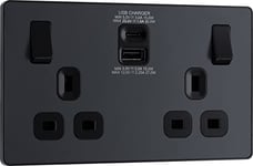 BG Electrical Evolve Double Switched Power Socket with USB C (30W) and USB A (2.1A) Charging Ports