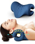 BLABOK Neck and Shoulder Relaxer,Portable Cervical Traction Device Neck Stretcher,Neck Posture Corrector Chiropractic Pillow for TMJ Pain Relief and Cervical Spine Alignment(Navy Blue)